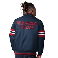 Men's Starter Navy New Orleans Pelicans Scout I Full-Snap Varsity Jacket