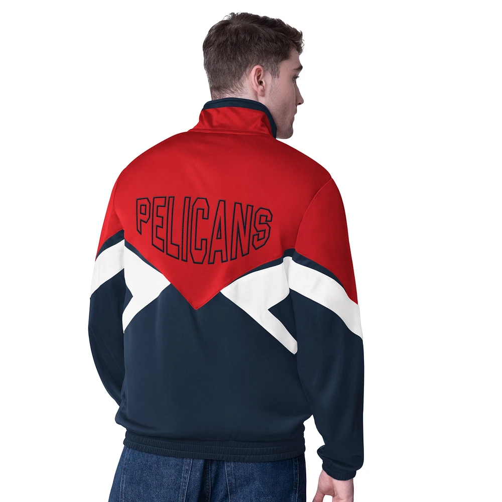 Veste de survêtement entièrement zippée pour homme avec appliqué Rush des New Orleans Pelicans rouge/bleu marine Starter