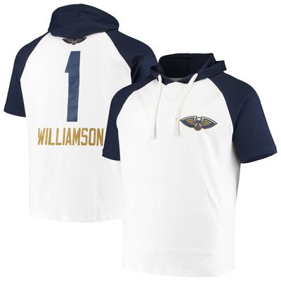 Men's Zion Williamson White/Navy New Orleans Pelicans Player Raglan Pullover Hoodie