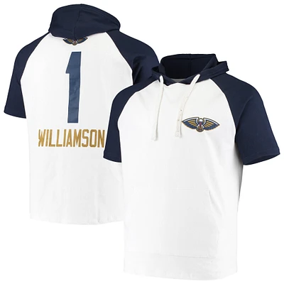 Sweat à capuche raglan Zion Williamson Player New Orleans Pelicans pour homme, blanc/bleu marine