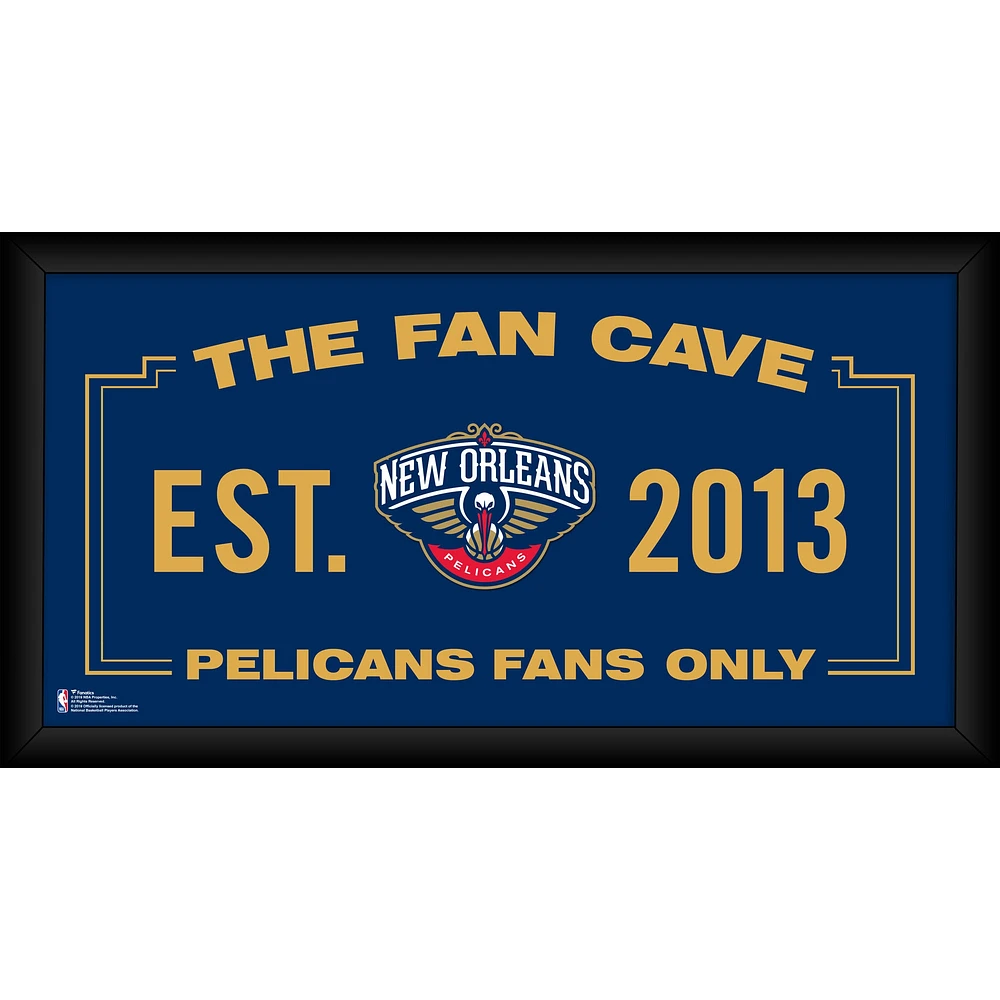 New Orleans Pelicans Framed 10" x 20" Fan Cave Collage