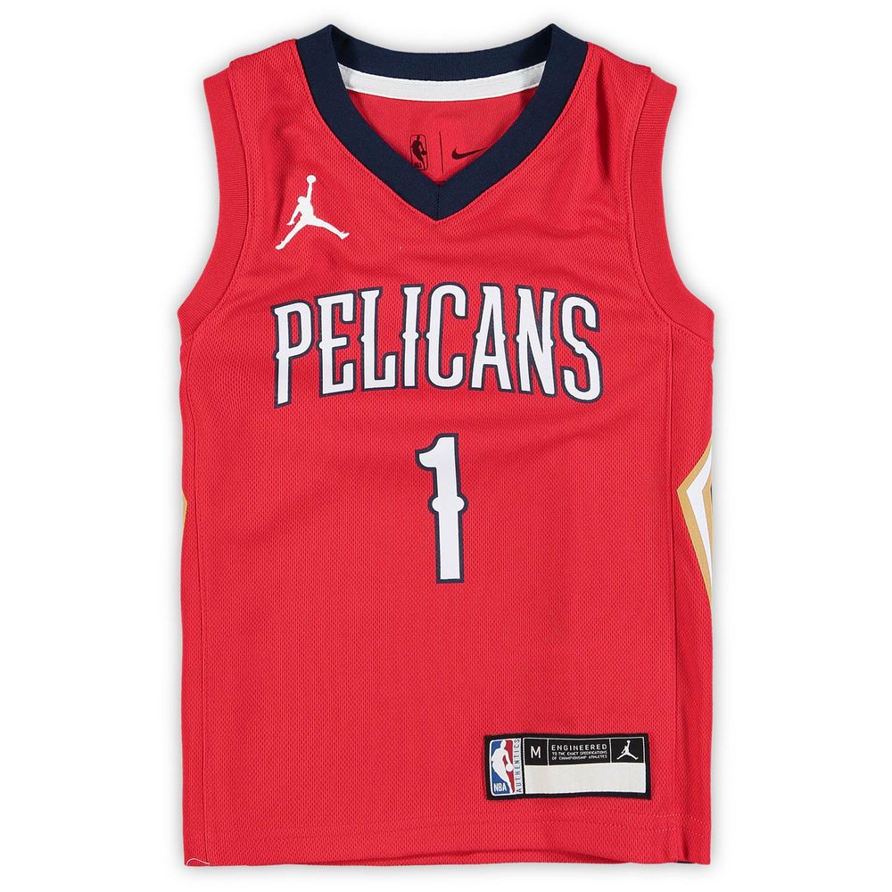 Preschool Jordan Brand Zion Williamson Red New Orleans Pelicans 2020/21 Fast Break Replica Jersey - Statement Edition