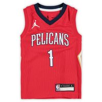 Preschool Jordan Brand Zion Williamson Red New Orleans Pelicans 2020/21 Fast Break Replica Jersey - Statement Edition