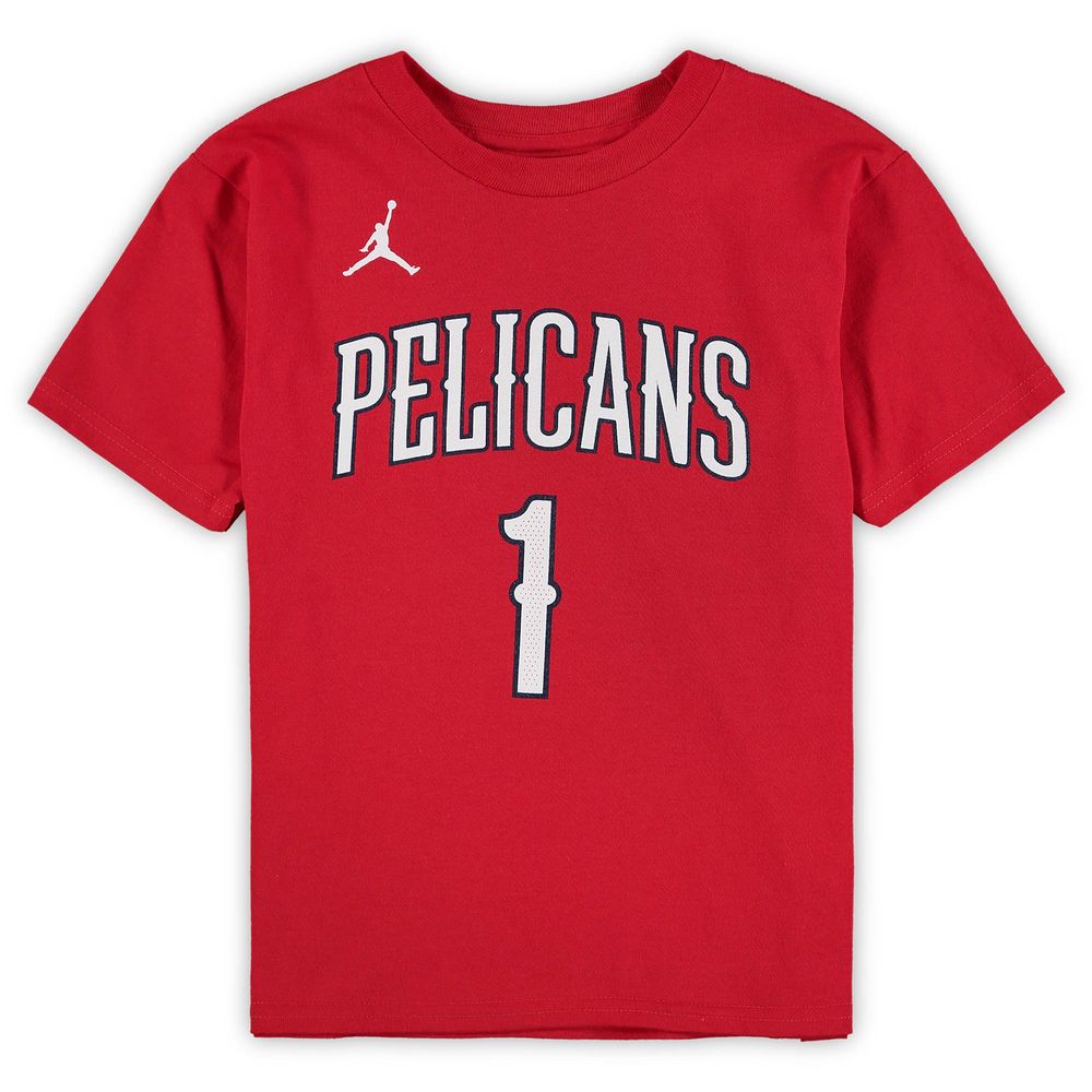 Preschool Jordan Brand Zion Williamson Red New Orleans Pelicans Statement Edition Name & Number T-Shirt