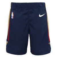 Short Nike bleu marine New Orleans Pelicans Icon Replica pour enfants d'âge préscolaire