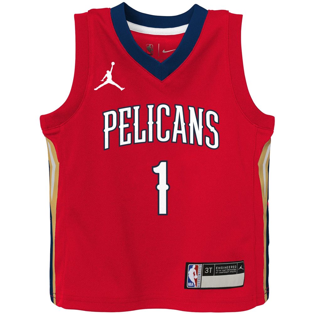 Toddler Jordan Brand Zion Williamson Red New Orleans Pelicans 2020/21 Jersey - Statement Edition