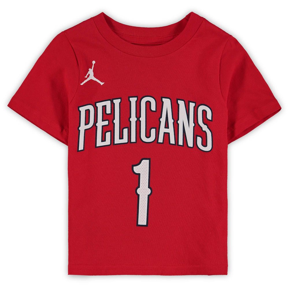 Toddler Jordan Brand Zion Williamson Red New Orleans Pelicans Statement Edition Name & Number T-Shirt