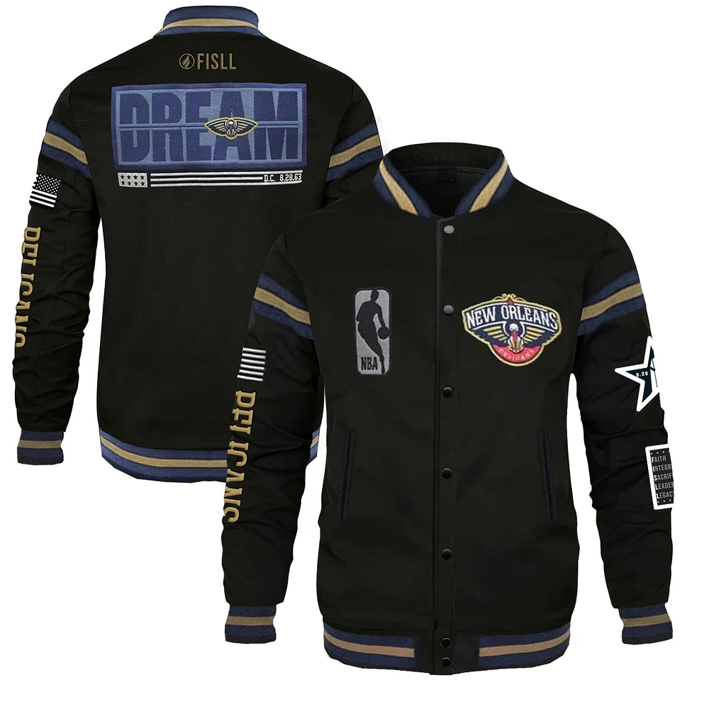 Unisex FISLL x Black History Collection  New Orleans Pelicans Full-Snap Varsity Jacket