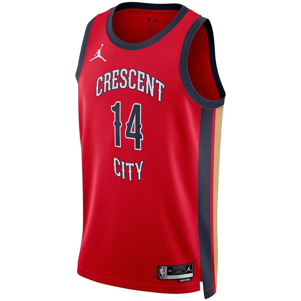 Unisexe Jordan Brand Brandon Ingram Red New Orleans Pelicans Swingman Jersey - Statement Edition