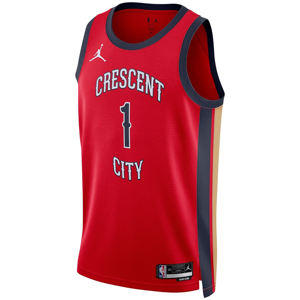 Unisexe Jordan Brand Zion Williamson Red New Orleans Pelicans Swingman Jersey - Statement Edition