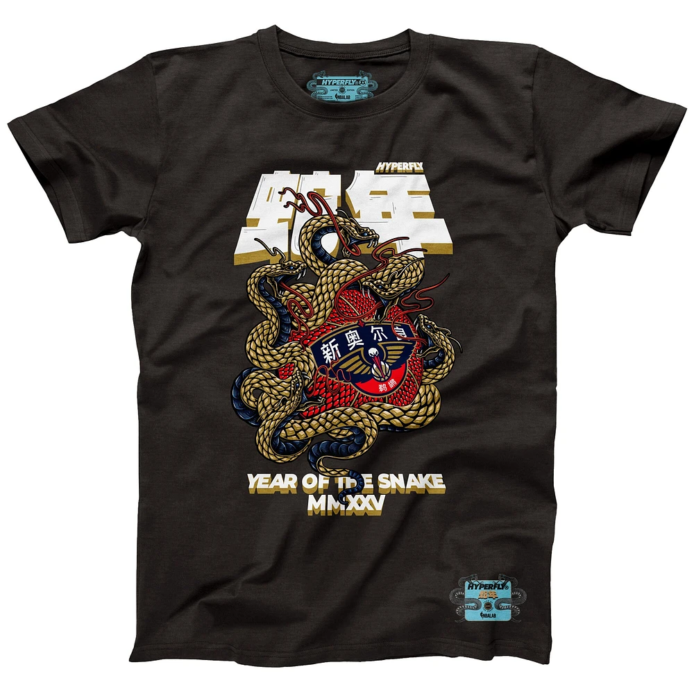 T-shirt unisexe NBALab x Hyperfly Heather Black New Orleans Pelicans Collection Année du serpent Nouvel An lunaire