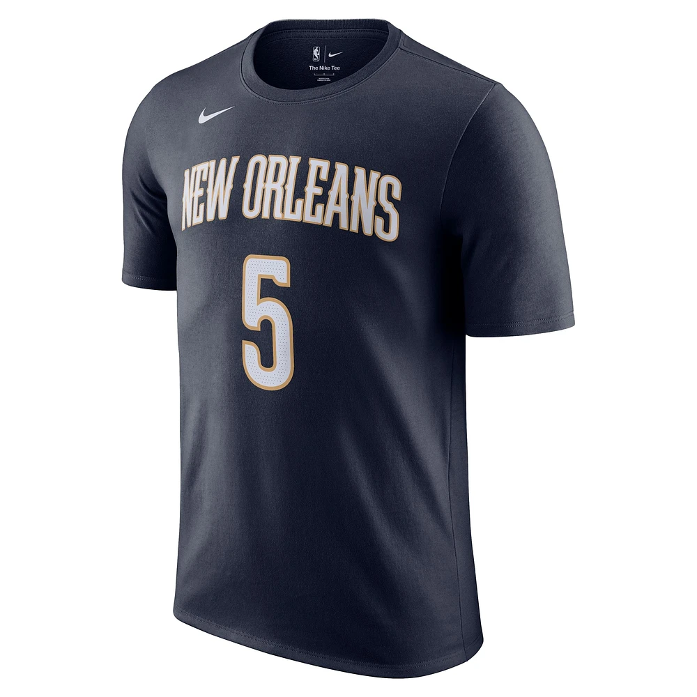 T-shirt unisexe Nike Dejounte Murray bleu marine avec nom et numéro des New Orleans Pelicans