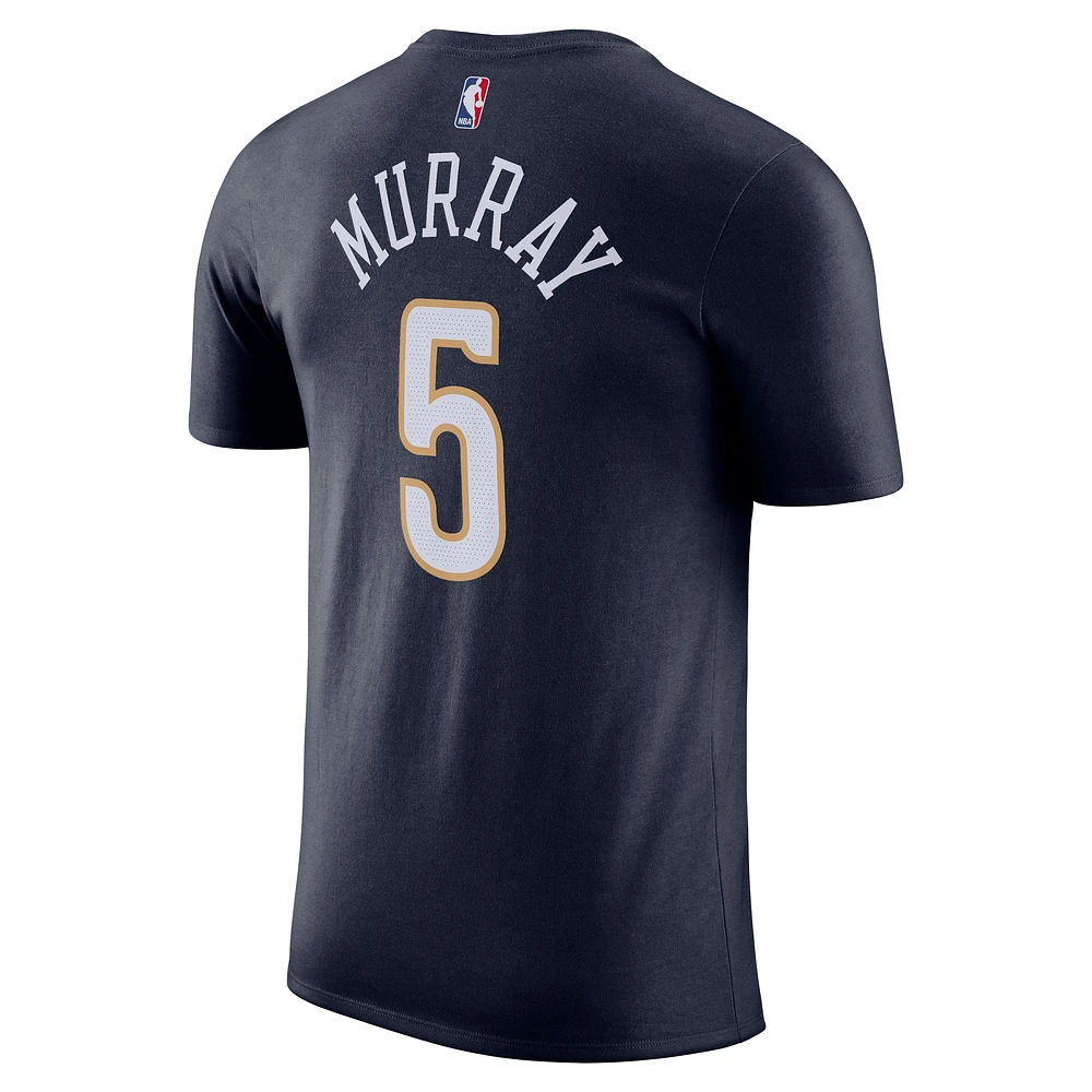 T-shirt unisexe Nike Dejounte Murray bleu marine avec nom et numéro des New Orleans Pelicans