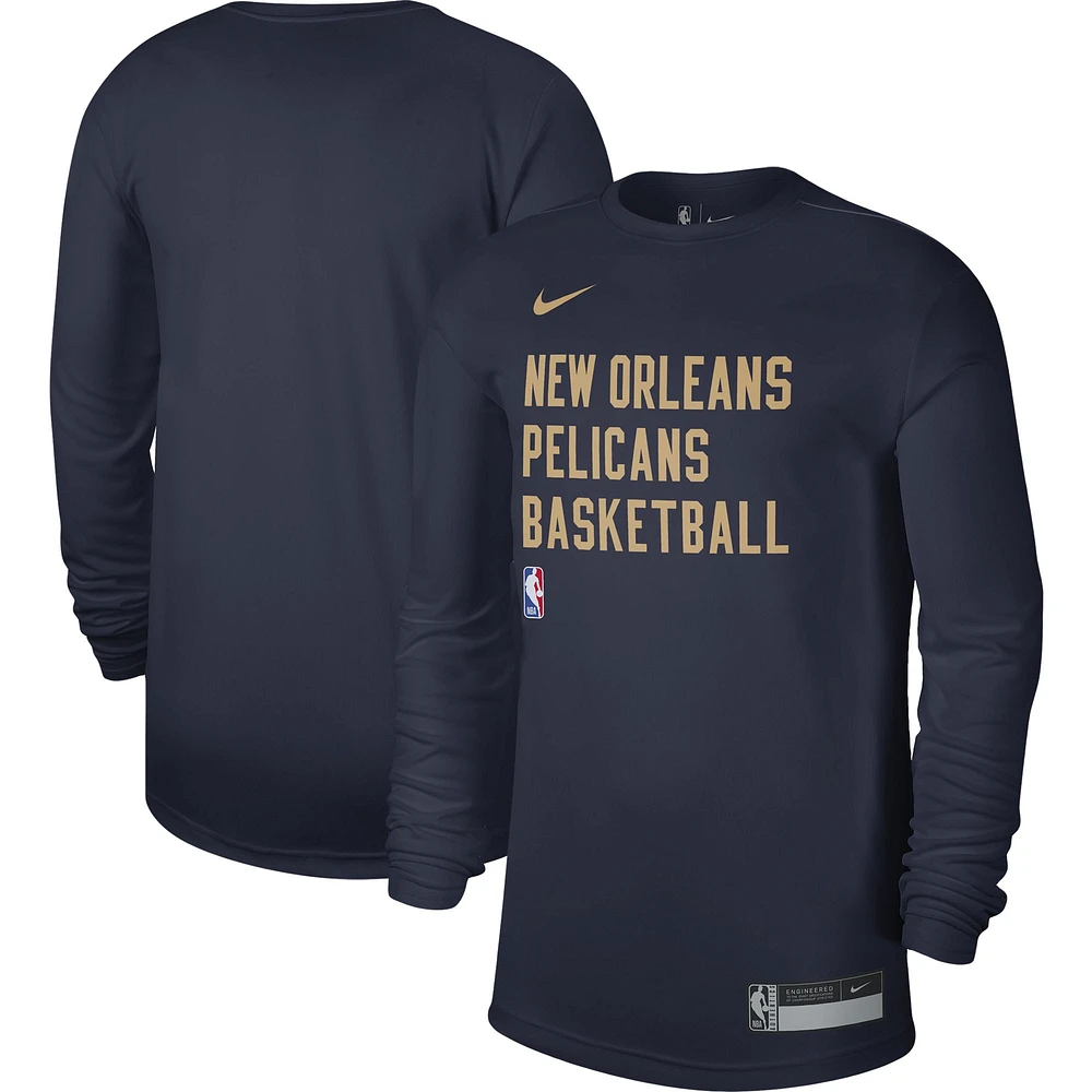 T-shirt à manches longues unisexe Nike New Orleans Pelicans 2023/24 Legend On-Court Practice bleu marine