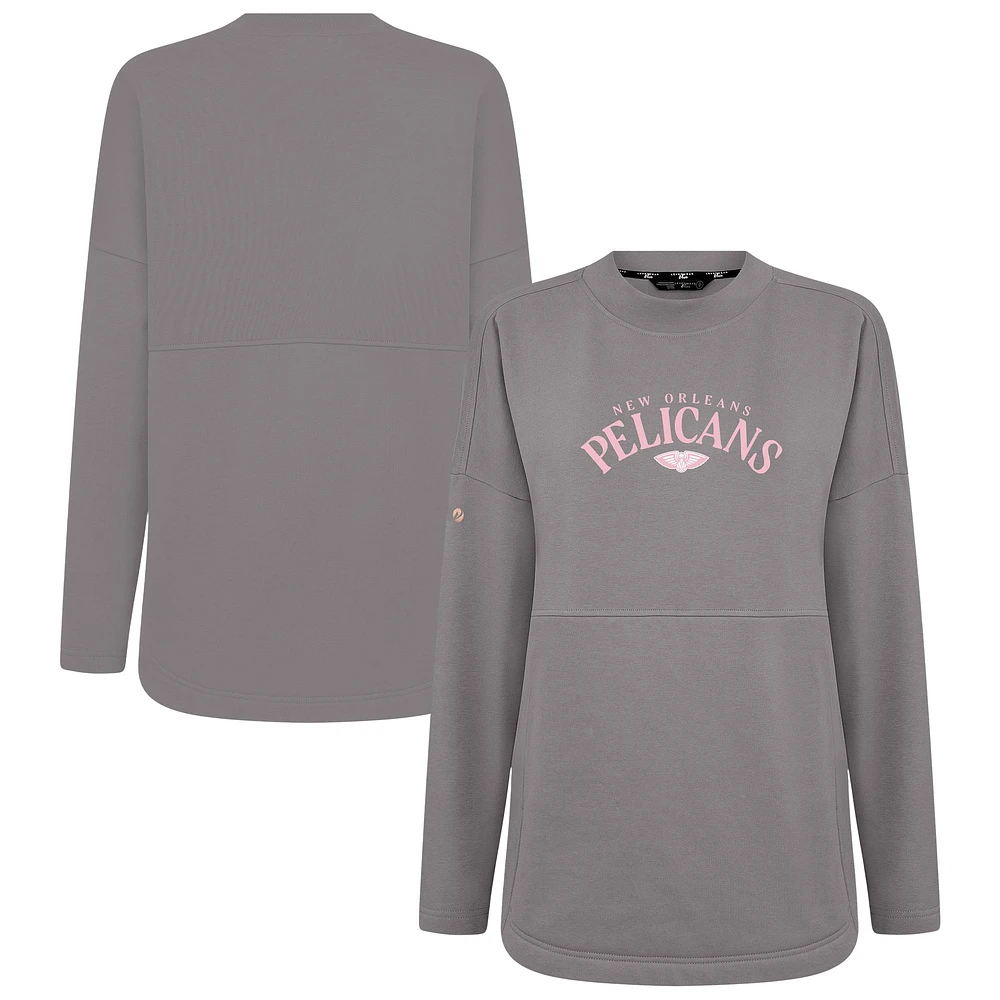 Women's Levelwear  Gray New Orleans Pelicans Mother's Day Beaudry Arched Pullover Sweatshirt