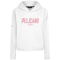 Women's Levelwear  White New Orleans Pelicans Mother's Day Sweet Floral Cropped Tri-Blend Pullover Hoodie