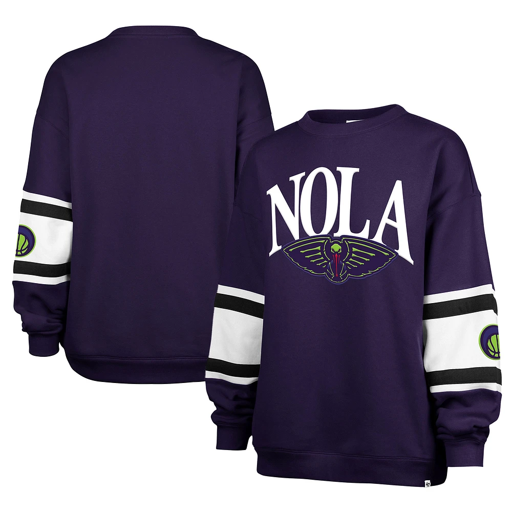 Women's '47 Purple New Orleans Pelicans 2024/25 City Edition Steadfast Paneled Pullover Sweatshirt