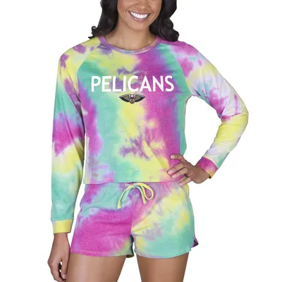New Orleans Pelicans Concepts Sport Women's Velodrome Tie-Dye Long Sleeve Top & Shorts Set