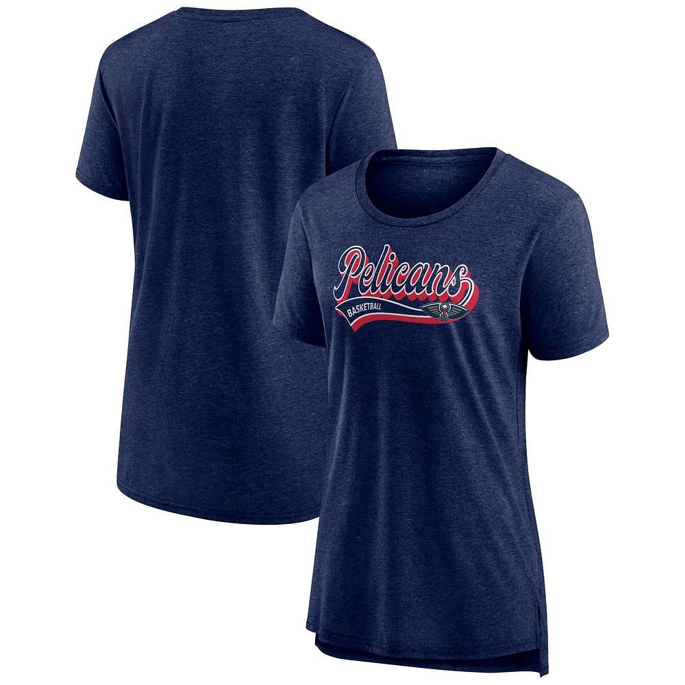 Women's Fanatics Heather Navy New Orleans Pelicans League Leader Tri-Blend T-Shirt