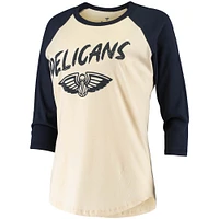 T-shirt raglan à manches 3/4 Fanatics Zion Williamson pour femmes, crème, New Orleans Pelicans