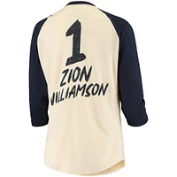 T-shirt raglan à manches 3/4 Fanatics Zion Williamson pour femmes, crème, New Orleans Pelicans