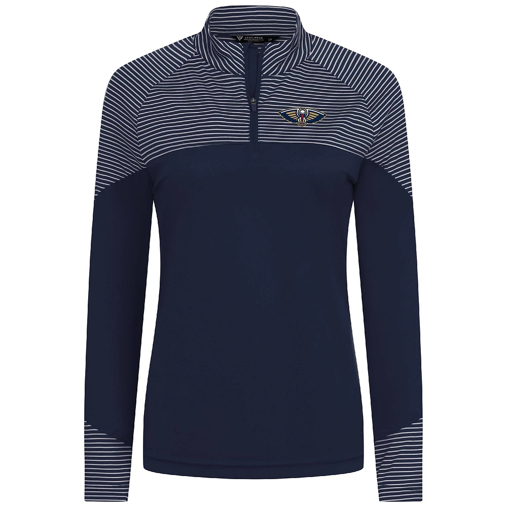 Haut à glissière quart de tour bleu marine rayures classiques des New Orleans Pelicans pour femme Levelwear