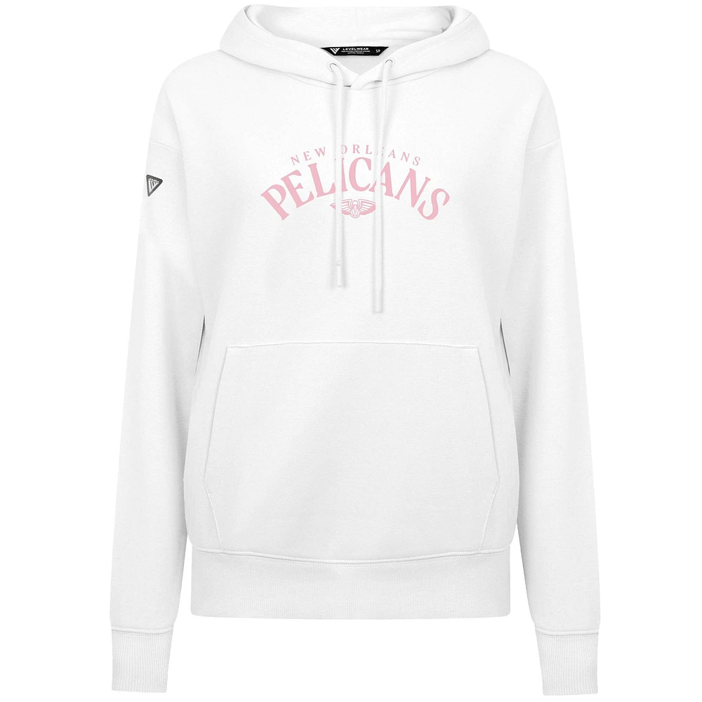 Sweat à capuche blanc Levelwear pour femme, motif New Orleans Pelicans, Fête des Mères, coupe cintrée