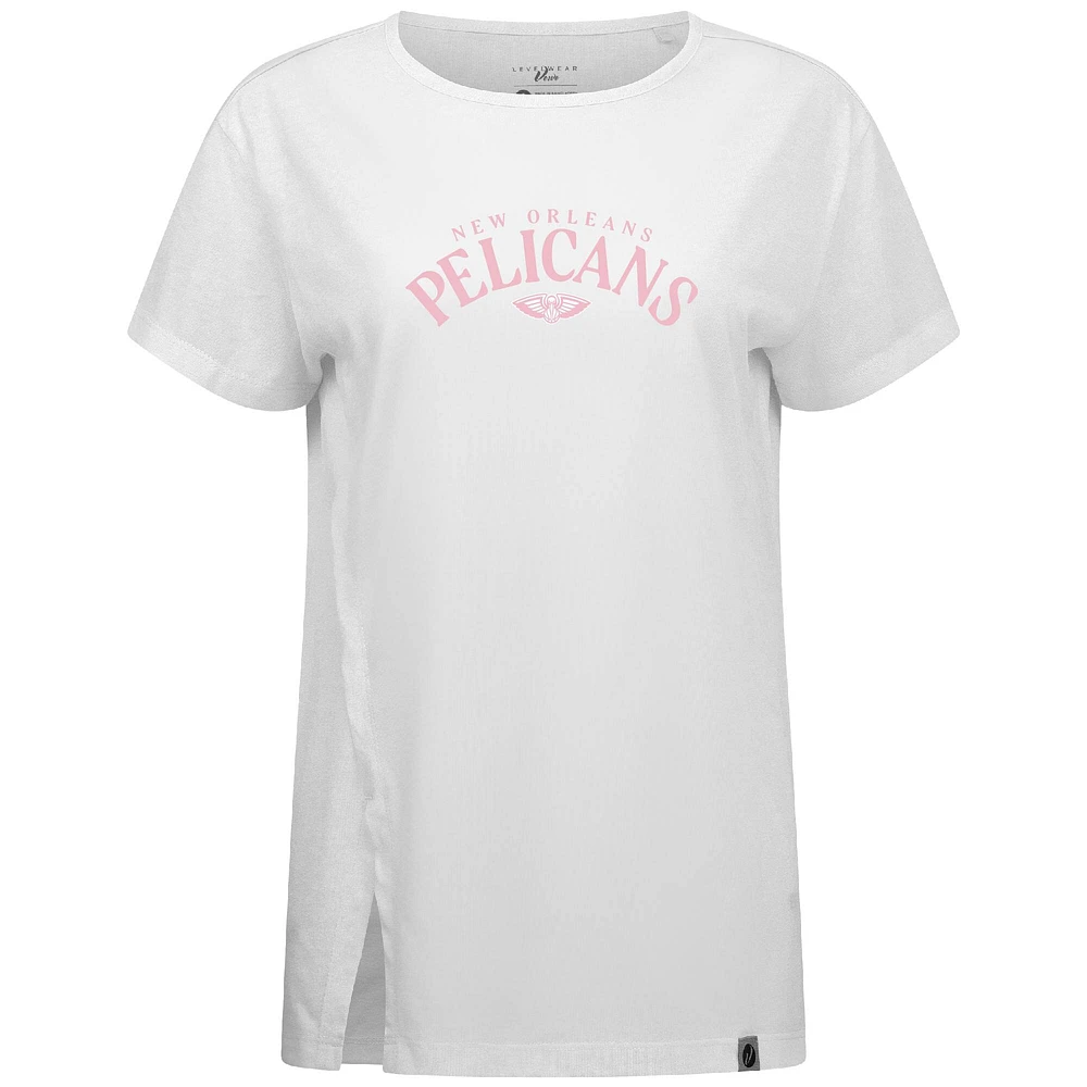 T-shirt blanc Levelwear pour femme, motif « Influx Arch » la fête des Mères, New Orleans Pelicans