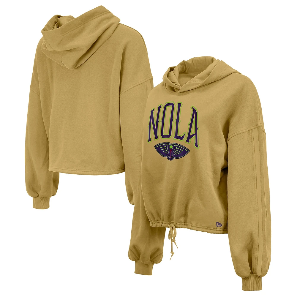 Sweat à capuche court New Era Tan Orleans Pelicans City Edition 2024/25 pour femme