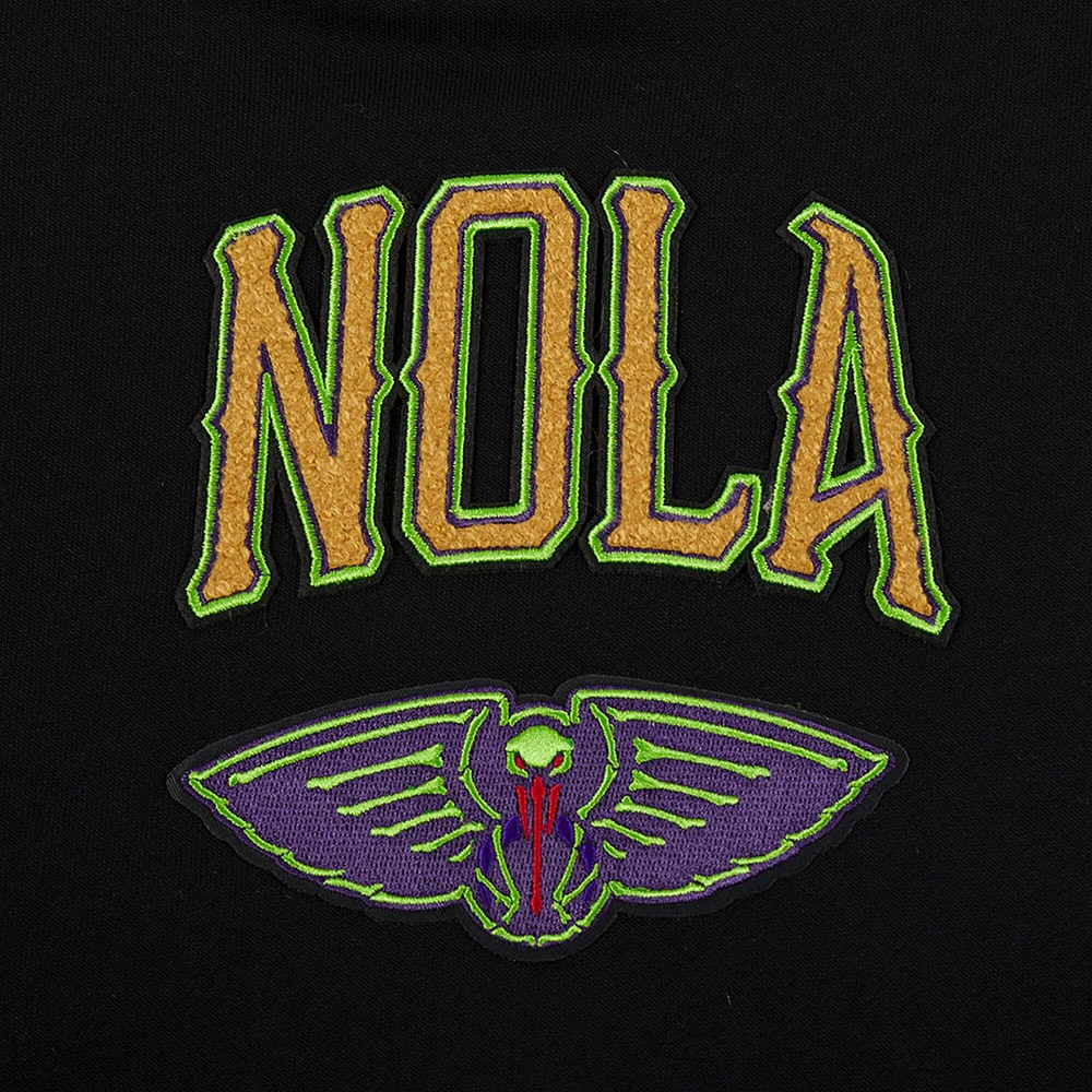 Women's Pro Standard Black New Orleans Pelicans 2024/25 City Edition Chenille Applique Cropped Pullover Hoodie