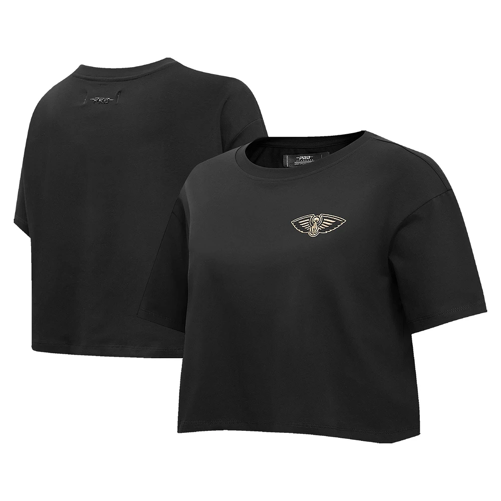 Women's Pro Standard Black New Orleans Pelicans Holiday Glam Boxy T-Shirt