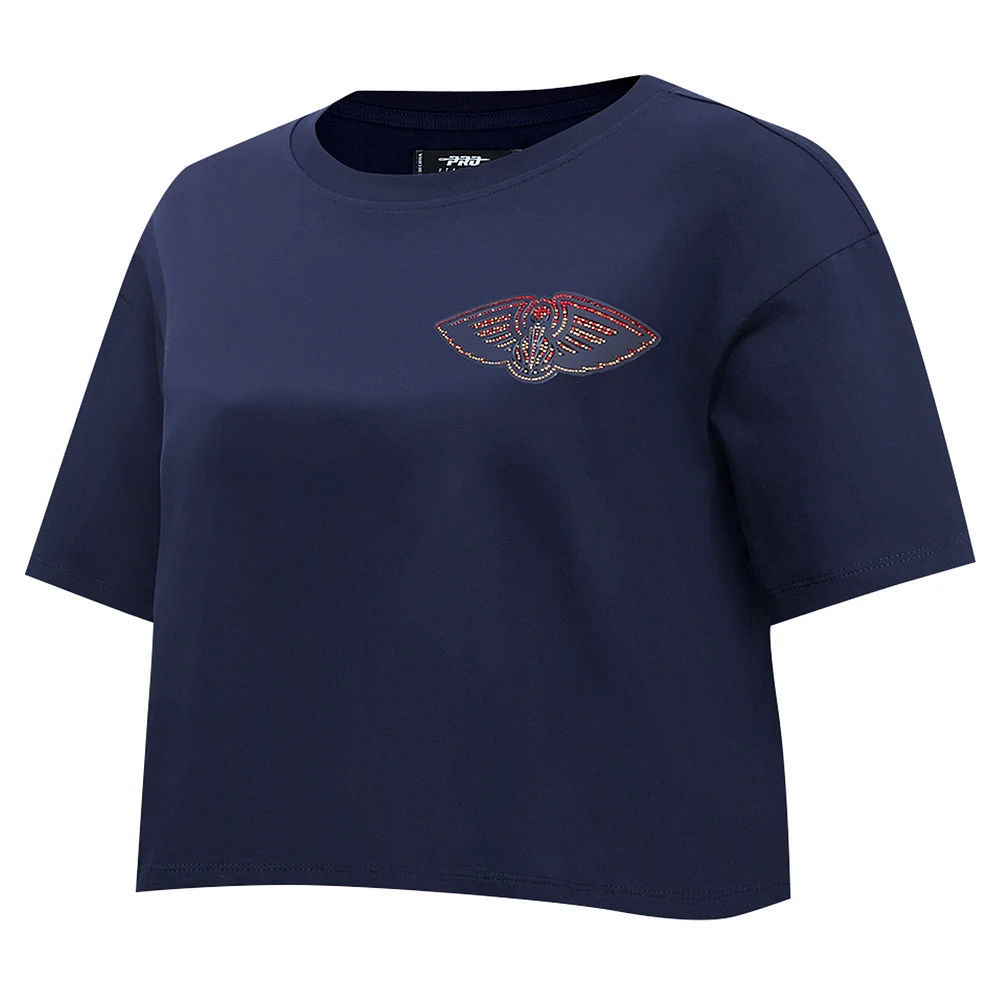 T-shirt court et boxy Jewels Pro Standard bleu marine pour femme des New Orleans Pelicans