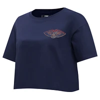 Women's Pro Standard Navy New Orleans Pelicans Jewels Boxy Cropped T-Shirt