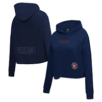 Women's Pro Standard Navy New Orleans Pelicans Jewels Cropped Pullover Hoodie