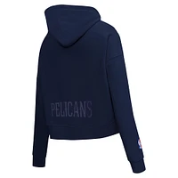 Women's Pro Standard Navy New Orleans Pelicans Jewels Cropped Pullover Hoodie