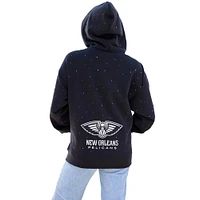 Women's Terez Black New Orleans Pelicans Oversized Allover Gemstone Full-Zip Hoodie