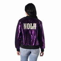 Women's The Wild Collective Purple New Orleans Pelicans Sequin Full-Zip Bomber Jacket