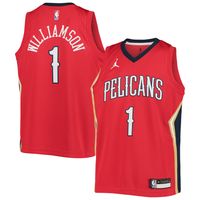 Youth Jordan Brand Zion Williamson Red New Orleans Pelicans 2020/21 Swingman Player Jersey - Statement Edition