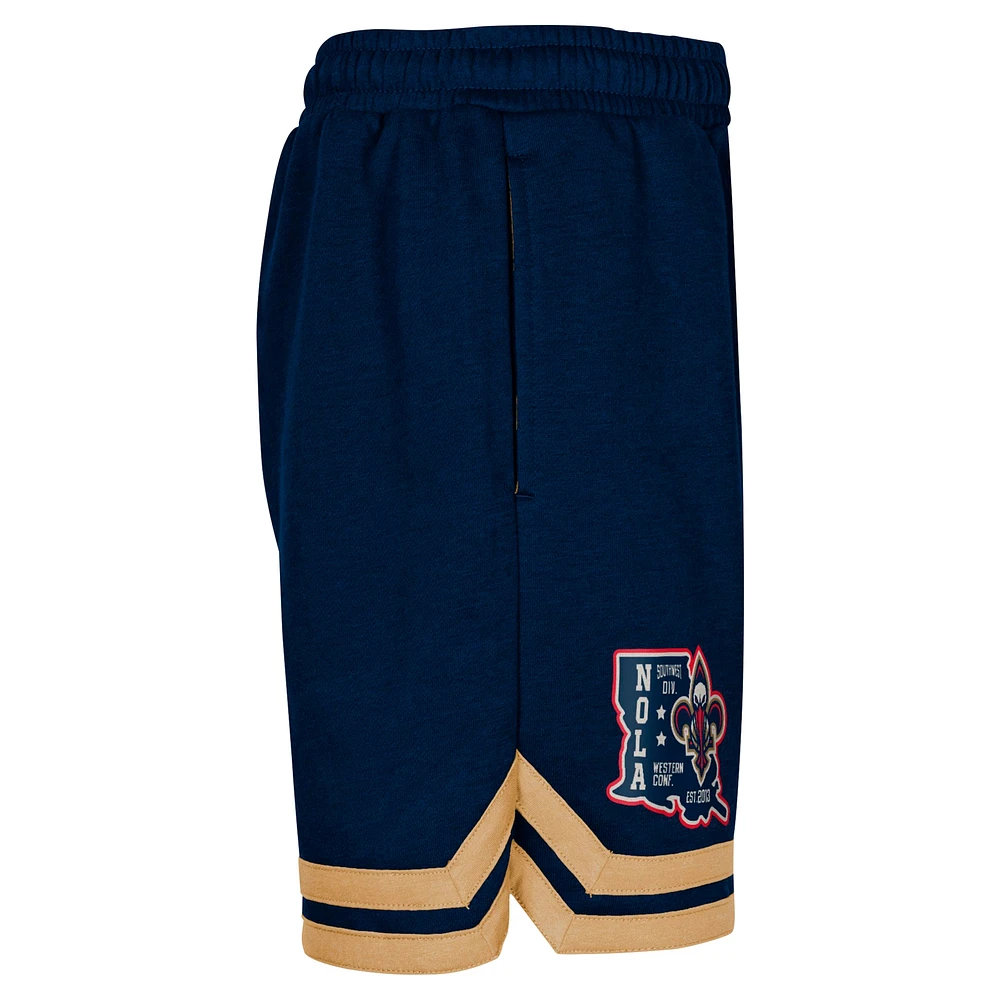 Youth Navy New Orleans Pelicans Teardrop Fleece Shorts