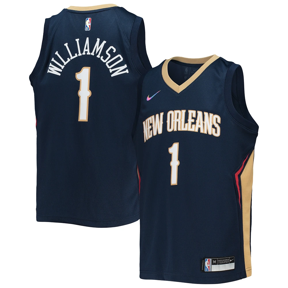 Maillot Nike Zion Williamson New Orleans Pelicans 2021/22 Diamond Swingman Bleu Marine pour Jeunes - Icon Edition