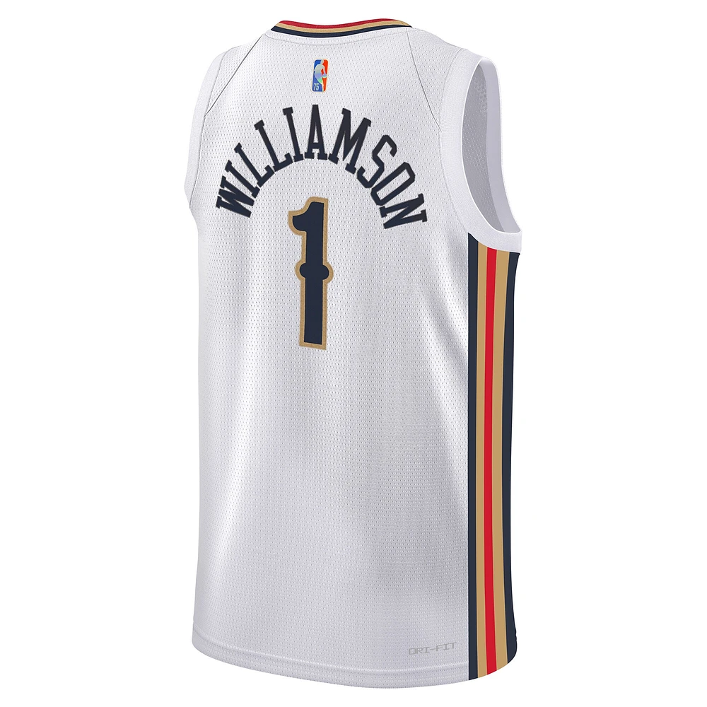 Maillot Nike Zion Williamson Swingman des New Orleans Pelicans blanc pour jeune - Édition City