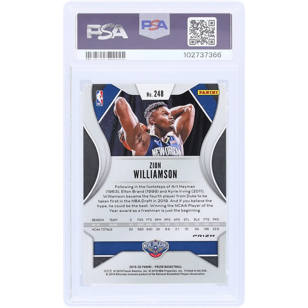 Zion Williamson New Orleans Pelicans 2019-20 Panini Prizm RWB Prizm #248 PSA Authenticated 10 Rookie Card