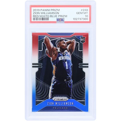 Zion Williamson New Orleans Pelicans 2019-20 Panini Prizm RWB Prizm #248 PSA Authenticated 10 Rookie Card