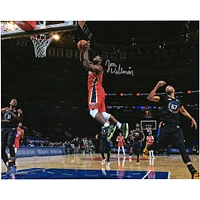 Zion Williamson New Orleans Pelicans Autographed 16" x 20" Going Up vs New York Knicks Photograph