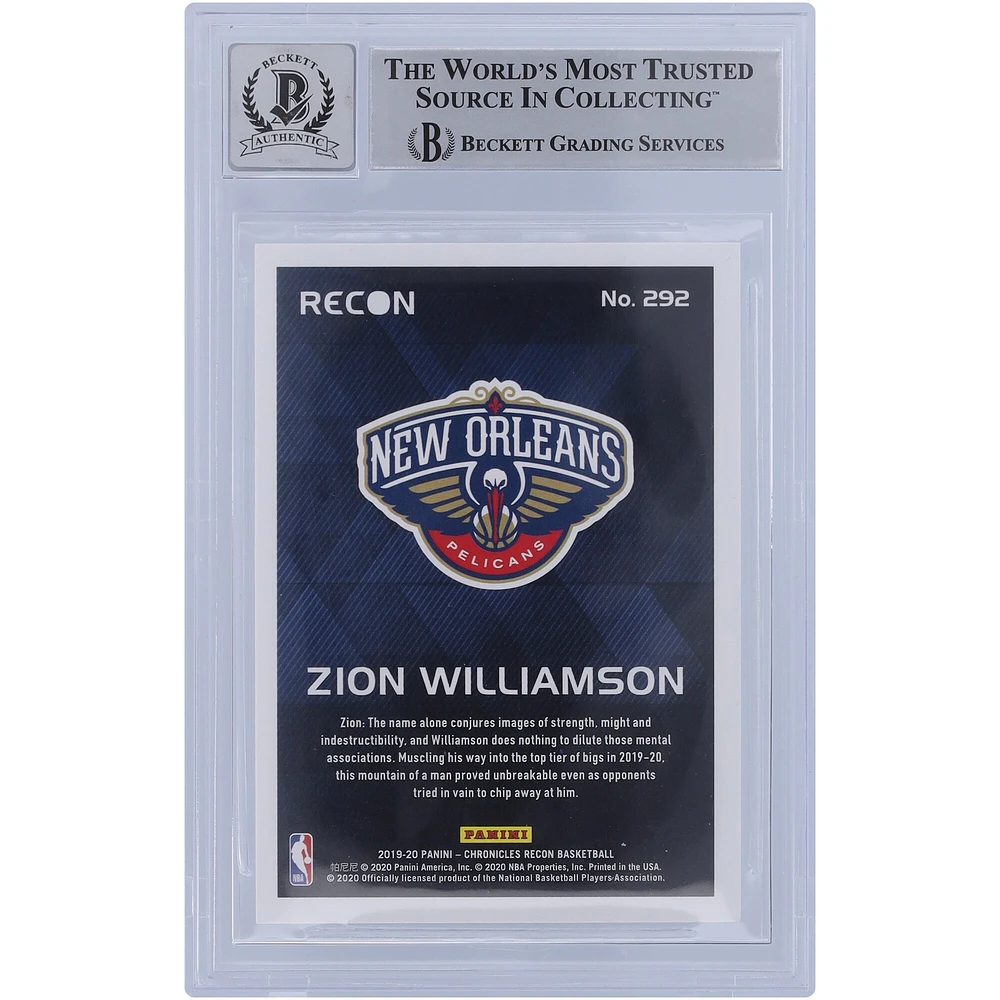 Zion Williamson New Orleans Pelicans Autographed 2019-20 Panini Chronicles Recon Pink Variation #292 Beckett Fanatics Witnessed Authenticated 10 Rookie Card