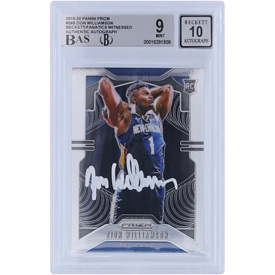 Zion Williamson New Orleans Pelicans Autographed 2019-20 Panini Prizm White Ink #248 Beckett Fanatics Witnessed Authenticated 9/10 Rookie Card 