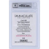 Zion Williamson New Orleans Pelicans Autographed 2020-21 Panini Immaculate Collection Magenta Printing Plate #88 #1/1 Beckett Fanatics Witnessed Authenticated 10 Card 