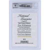Zion Williamson New Orleans Pelicans Autographed 2020-21 Panini National Treasures Clutch Floor Jersey Sig Yellow Printing Plate #7 #1/1 Beckett Fanatics Witnessed Authenticated 10 Card 