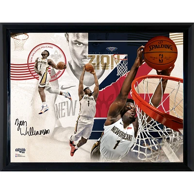Zion Williamson New Orleans Pelicans Autographed Framed 52" x 40" Air Mail Photograph with NBA Basketball Mounted on Frame - Limited Edition of 50