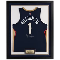 Zion Williamson New Orleans Pelicans Autographed Framed Navy Nike Swingman Jersey with Sublimated Plate